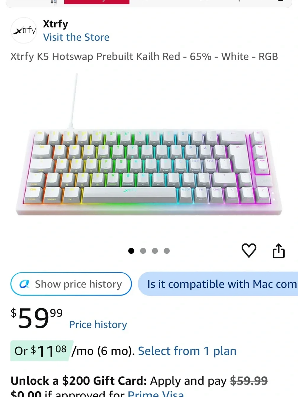Xtrfy K5 Compact Gaming Keyboard - White with RGB